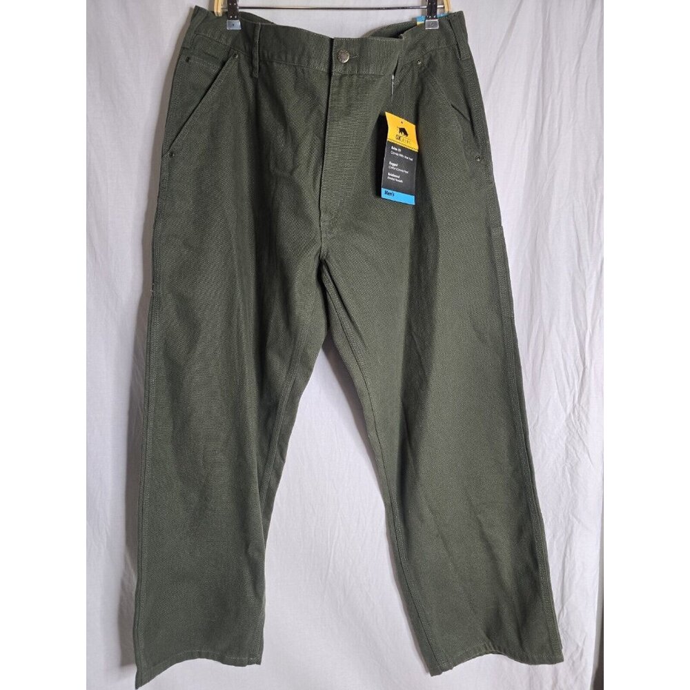 OXGEAR Men's Cotton Heavy Duty Canvas utility Work Pants Green- Size 42×30